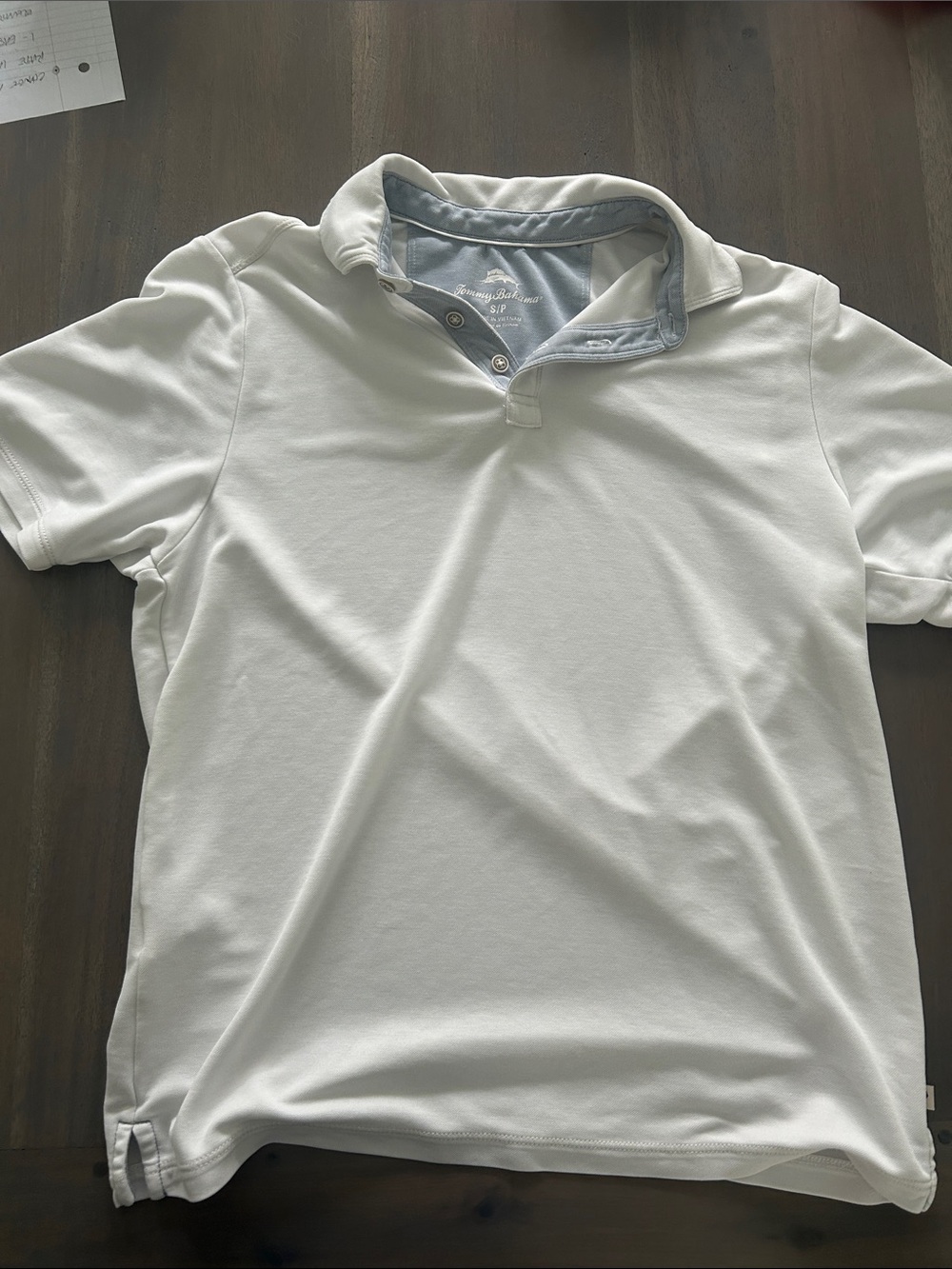 Tommy Bahama White Polo with Light Blue Contrast Collar